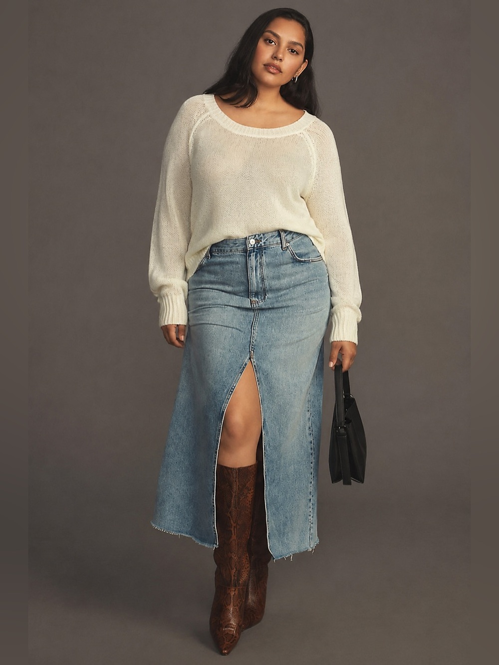 Anthropologie Rosie Neira Oversized Cream Alpaca Fuzzy Sweater XL *i